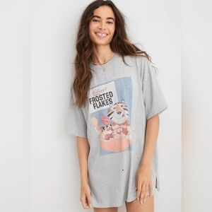 AERIE Kellogg's Frosted Flakes Sleep Happens Night Tee Shirt Retro Gray Size XL